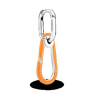 Серебряная звеньевая серьга-карабин  оранжевая 291982C01 - Інтернет-магазин спільних покупок ToGether