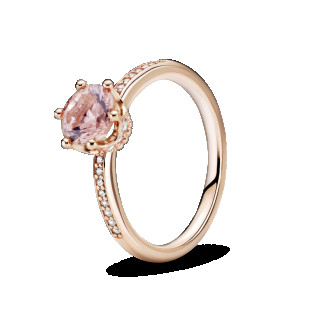 Серебряное кольцо     з короною та рожевим каменем 188289C01 - Інтернет-магазин спільних покупок ToGether