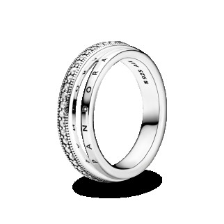 Серебряное тройное кольцо с паве     199040C01 - Інтернет-магазин спільних покупок ToGether