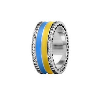 Серебряное кольцо эмаль "С Украиной в сердце" - Інтернет-магазин спільних покупок ToGether