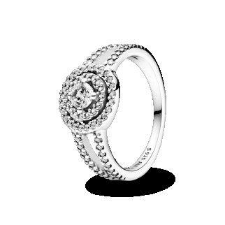 Серебряное кольцо     "Блискучий подвійний ореол" 199408C01 - Інтернет-магазин спільних покупок ToGether