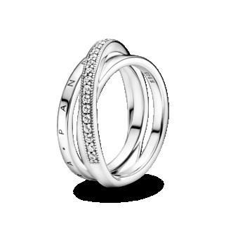 Серебряное кольцо     потрійна з pavé 199057C01 - Інтернет-магазин спільних покупок ToGether