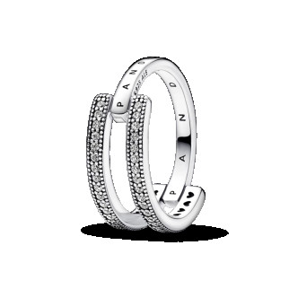 Серебряное кольцо     с двойной лентой и паве 52 - Інтернет-магазин спільних покупок ToGether