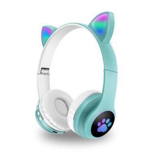 Навушники бездротові котячими вушками CAT Ear VZV-23M Bluetooth RGB Бірюзові - Інтернет-магазин спільних покупок ToGether