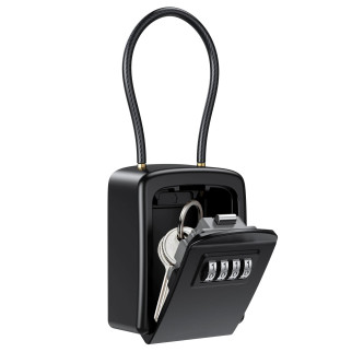 Підвісний зовнішній міні сейф Gerui KS-07 для ключів, з кодовим замком та гнучким тросом, Чорний - Інтернет-магазин спільних покупок ToGether