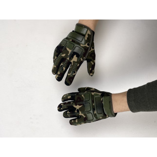 Тактичні рукавички M-pact темно-зелений камуфляж із зеленими накладками XL (1648394658/1) - Інтернет-магазин спільних покупок ToGether