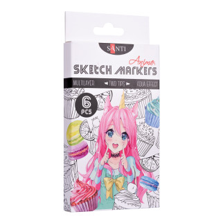 Набір маркерів SANTI sketch Anime 6 шт. / уп. (390550) - Інтернет-магазин спільних покупок ToGether