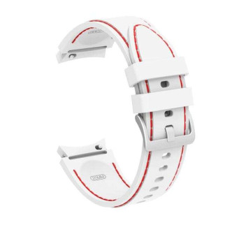 Ремінець силіконовий BeWatch Samsung Galaxy Watch 4/5/Pro Білий з червоною прошивкою (0133102) - Інтернет-магазин спільних покупок ToGether
