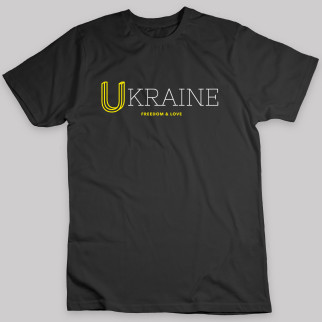 Футболка Арбуз чорна з патріотичним принтом "Ukraine Freedom And Love" XL - Інтернет-магазин спільних покупок ToGether