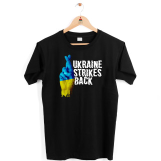 Футболка чорна з патріотичним принтом Арбуз Ukraine Strikes Back. Схрестимо пальці за Україну S - Інтернет-магазин спільних покупок ToGether