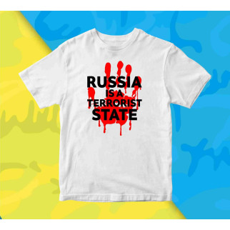 Футболка біла з патріотичним принтом Арбуз Russia is a terrorist state S - Інтернет-магазин спільних покупок ToGether