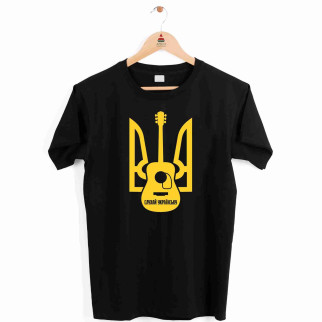 Футболка чорна з патріотичним принтом Арбуз Слухай українську Гітара у тризубці Push IT S - Інтернет-магазин спільних покупок ToGether
