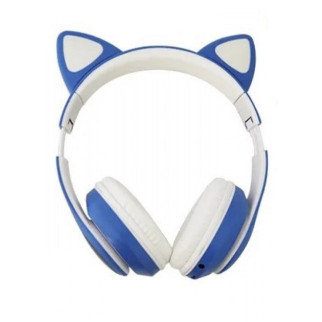 Навушники бездротові Cat Ear VZV-24M Bluetooth з різнокольоровим LED підсвічуванням та котячими вушками Сині - Інтернет-магазин спільних покупок ToGether