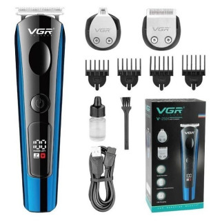 Машинка для стрижки волосся бездротова акумуляторна VGR V-259 3 в 1 з режимом Турбо Чорний з синім - Інтернет-магазин спільних покупок ToGether
