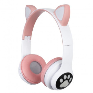 Навушники бездротові Cat Ear VZV-24M Bluetooth з різнокольоровим LED підсвічуванням та котячими вушками Рожеві - Інтернет-магазин спільних покупок ToGether