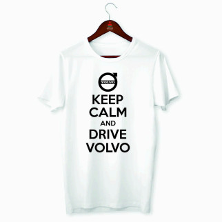 Футболка біла з принтом Арбуз Keep calm and drive Volvo XXL - Інтернет-магазин спільних покупок ToGether