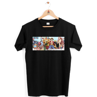 Футболка чорна з аніме принтом Арбуз Ван-Піс One Piece Luffy Луффі та команда One Piece Ван-Піс S - Інтернет-магазин спільних покупок ToGether