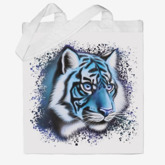 Еко-сумка шоппер з принтом Тигр синій Кавун Бежевий - Інтернет-магазин спільних покупок ToGether