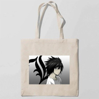 Еко-сумка шоппер з принтом Death Note - Зошит смерті 8 Кавун Бежевий - Інтернет-магазин спільних покупок ToGether