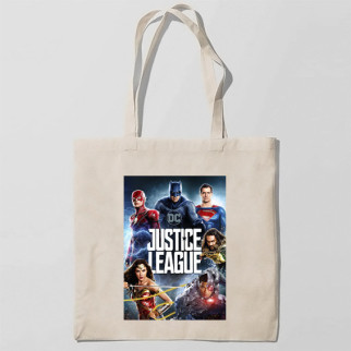 Еко-сумка шоппер з принтом Ліга справедливості - Justice League Кавун Бежевий - Інтернет-магазин спільних покупок ToGether