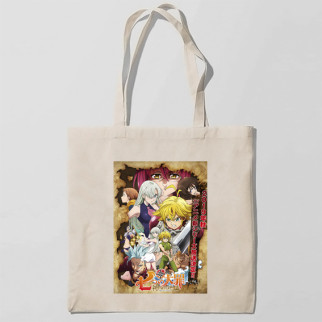Еко-сумка шоппер з принтом Сім смертних гріхів Nanatsu no Taizai The Seven Deadly Sins 5 Кавун Бежевий - Інтернет-магазин спільних покупок ToGether
