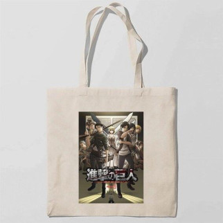 Еко-сумка шоппер з принтом Attack on Titan - Вторгнення титанів 3 Кавун Бежевий - Інтернет-магазин спільних покупок ToGether