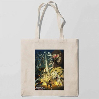 Еко-сумка шоппер з принтом Attack on Titan - Вторгнення титанів 10 Кавун Бежевий - Інтернет-магазин спільних покупок ToGether