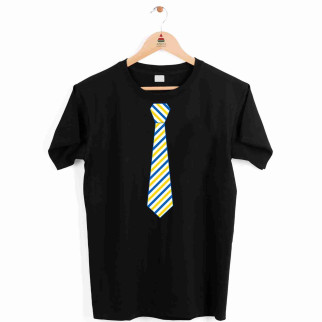 Футболка чорна з патріотичним принтом "Патріотична краватка — синьо-жовта смужка" Push IT XL - Інтернет-магазин спільних покупок ToGether