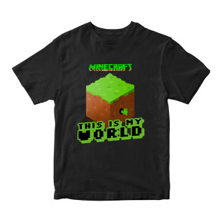 Футболка чорна з принтом онлайн гри Minecraft "This is my World Minecraft" Кавун 3-4 роки - Інтернет-магазин спільних покупок ToGether