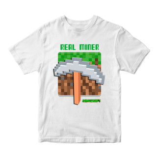 Футболка біла з принтом онлайн гри Minecraft "Real Miner Кірка Minecraft" Кавун 5-6 ФП012043 - Інтернет-магазин спільних покупок ToGether