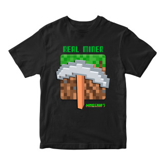 Футболка чорна з принтом онлайн гри Minecraft "Real Miner Кірка Minecraft" Кавун 11-12 ФП012044 - Інтернет-магазин спільних покупок ToGether