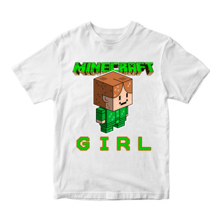 Футболка біла з принтом онлайн гри Minecraft "Дівчина Girl Minecraft Майнкрафт" Кавун 5-6 ФП012062(32) - Інтернет-магазин спільних покупок ToGether