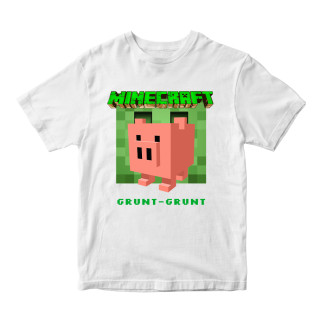 Футболка біла з принтом онлайн гри Minecraft "Pig Grunt-Grunt Minecraft Майнкрафт" Кавун 7-8 ФП012063(34) - Інтернет-магазин спільних покупок ToGether