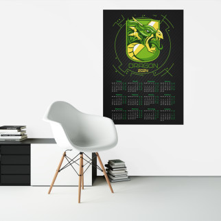 Настінний календар-постер на 2024 рік з принтом "Дракон 2024. Dragon 2024. Зелений дракон" А1 - Інтернет-магазин спільних покупок ToGether