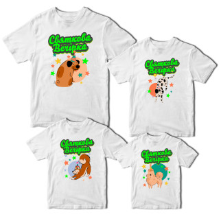 Комплект футболок білий Фемілі Лук Family Look для всієї родини "Святкова вечірка. Собаки в ковпаках" Кавун S ФП012096 - Інтернет-магазин спільних покупок ToGether