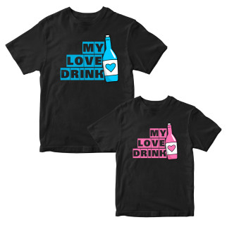 Комплект футболок для закоханих з принтом "My love drink" Кавун ФП011341 S M - Інтернет-магазин спільних покупок ToGether
