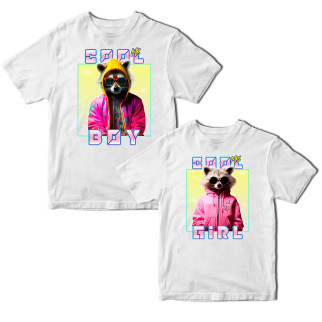 Комплект білих футболок для закоханих із принтом "Cool Girl Boy. Крута дівчинка хлопчик" Кавун ФП011802 S M - Інтернет-магазин спільних покупок ToGether