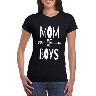 Футболка жіноча чорна з принтом "Mom Of Boys. Мама хлопчиків" Кавун S ФП012362S - Інтернет-магазин спільних покупок ToGether