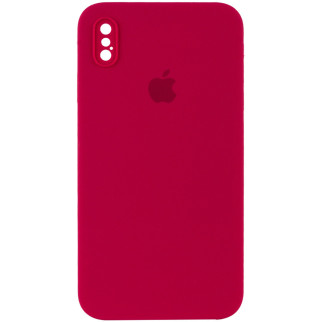 Чохол Epik Silicone Case Square Full Camera Protective AA Apple iPhone XS / X 5.8" Червоний / Rose Red - Інтернет-магазин спільних покупок ToGether