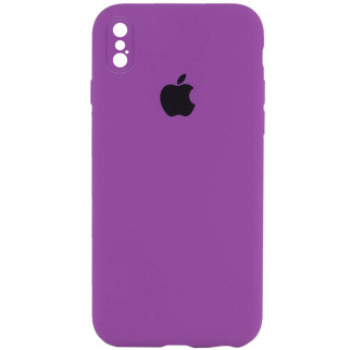 Чохол Epik Silicone Case Square Full Camera Protective AA Apple iPhone XS / X 5.8" Фіолетовий / Grape - Інтернет-магазин спільних покупок ToGether