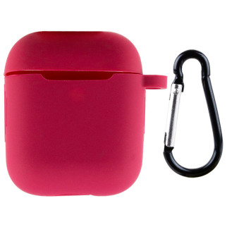 Силіконовий футляр з карабіном для навушників Epik New Airpods 1/2 Червоний / Rose Red - Інтернет-магазин спільних покупок ToGether