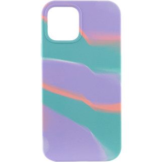 Чохол Epik Silicone case full Aquarelle Apple iPhone 12 Pro/12 6.1" Бірюзово-бузковий - Інтернет-магазин спільних покупок ToGether