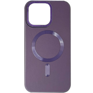 Шкіряний чохол Epik Bonbon Leather Metal Style with MagSafe Apple iPhone 14 6.1" Фіолетовий / Dark Purple - Інтернет-магазин спільних покупок ToGether