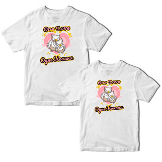 Комплект білих футболок для закоханих з принтом "Our Love. Одне кохання. Закохані сови на серці" Кавун ФП012131 S M - Інтернет-магазин спільних покупок ToGether