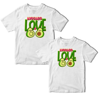 Комплект білих футболок для закоханих із принтом "Avocado Love. Парочка авокадо" Кавун ФП012118 S M - Інтернет-магазин спільних покупок ToGether