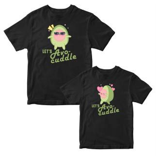 Комплект чорних футболок для закоханих із принтом "Avocado Love. Парочка авокадо. Lets Avocuddle" Кавун ФП012120 S M - Інтернет-магазин спільних покупок ToGether