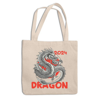 Еко-сумка шоппер із новорічним принтом "Dragon 2024. Дракон 2024" Кавун ЕСШ001318 - Інтернет-магазин спільних покупок ToGether