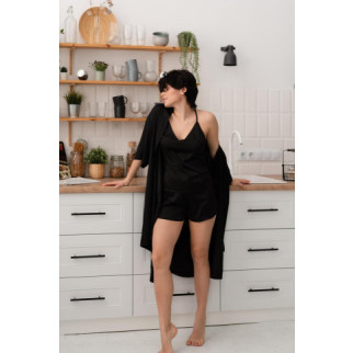 Жіночий комплект шовковий халат+піжама Tango, чорний L - Інтернет-магазин спільних покупок ToGether