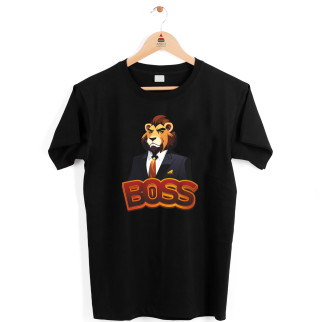 Футболка чорна принтом для керівника "Boss Lion. Бос Лев" Кавун XS ФП012338XS - Інтернет-магазин спільних покупок ToGether