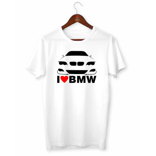 Чоловічі білі футболки з принтом автомобілісту "I love BMW. Я люблю БМВ" Кавун S ФП012359S - Інтернет-магазин спільних покупок ToGether